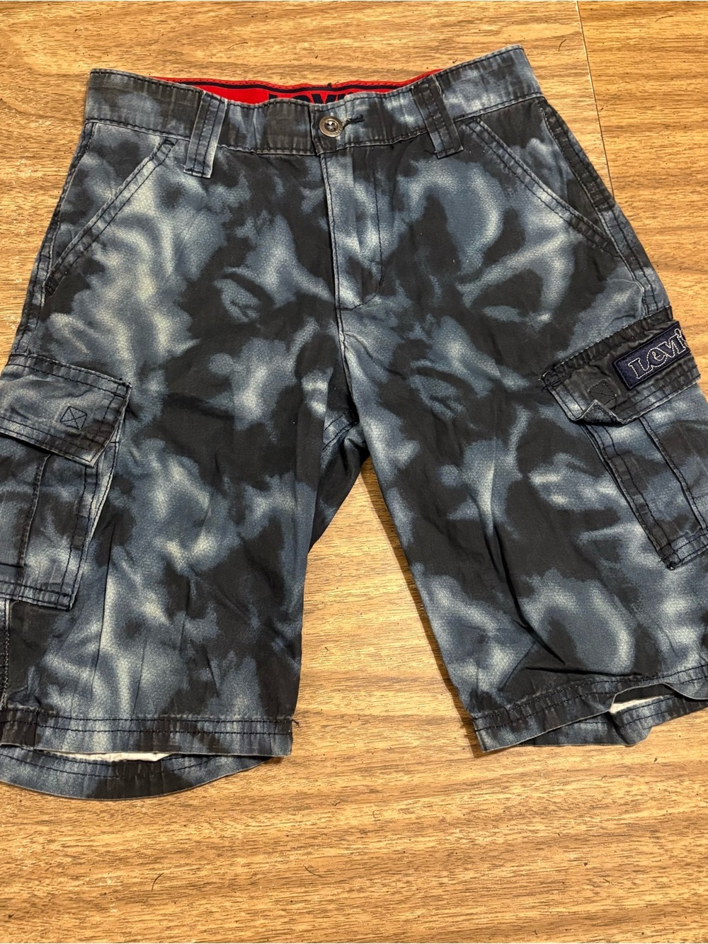 Levi's Boys Black & Gray Tie-Dye Cargo Shorts Size 8 Regular